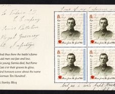 2014 Guernsey Stories from the Great War (I) 83p Pte Latimer Le Poidevin Commemorative Stamp Booklet Pane Mint Never Hinged (MNH).