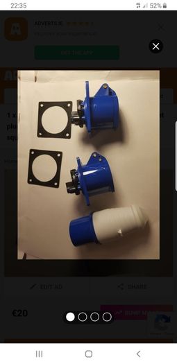 1 x.  16amp 16a blue site caravan connector socket plug male. And 2 x  female socket, suitable for  2.5 square cable