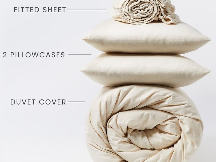 New Organic brushed cotton king bedding bundle in cream