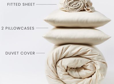 New Organic brushed cotton king bedding bundle in cream