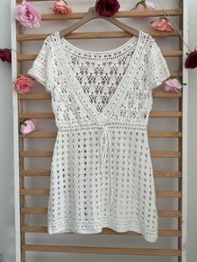 dress 100% cotton crochet cover up tunic