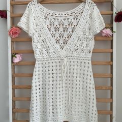dress 100% cotton crochet cover up tunic