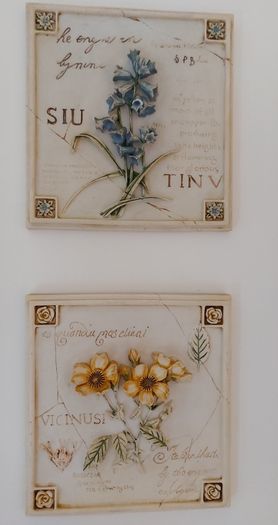 Vintage Pair of Ceramic Hand Painted 3-D Wall Plaques