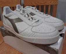 2010 Diadora B.Elite 1981. White/Gold. Rare Premium Kangaroo Leather Edition. UK 8.5. Rare. Terrace Wear. Football. Casuals. 70's/80's Retro. Collectable. Tennis Wear. Bjorn Borg. Original Box.