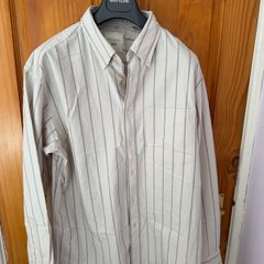 Uniqlo light yellow strip long sleeve shirt