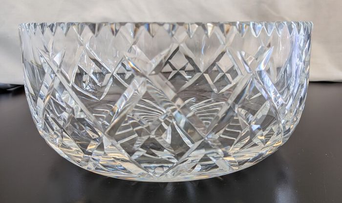 Large Bohemian Style Hand Cut Crystal Bowl Diamond Fan 22cm
