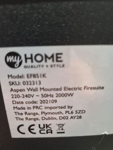Electric fire. Aspen wall mounted electric fire Now Reduced to thirty euro