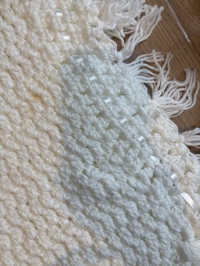 Large Knitted White Blanket