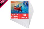 10 Packs Blank Canvas Panels Board 20 x 20 cm(8" x 8"), 100% Cotton for Acrylic Painting, Oil Paint &amp; Wet Water Art Media, Canvases for Professional Artist, Hobby Painters &amp; Beginners MULTIPLE SIZES AVAILABLE (FREE POSTAGE)