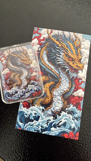 1oz Fine 999 Silver Bullion Colour Dragon Bar plus COA.