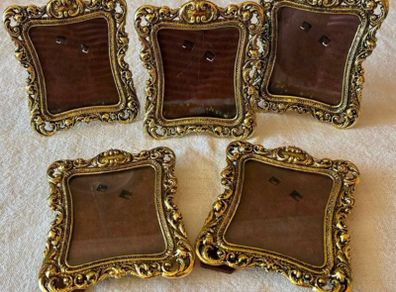 Set of 5 Vintage Ornate Gold Photo Frames