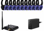 Q-Audio 10 Way Silent Disco Bundle with Bluetooth Transmitter & Charger