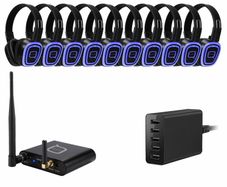 Q-Audio 10 Way Silent Disco Bundle with Bluetooth Transmitter & Charger