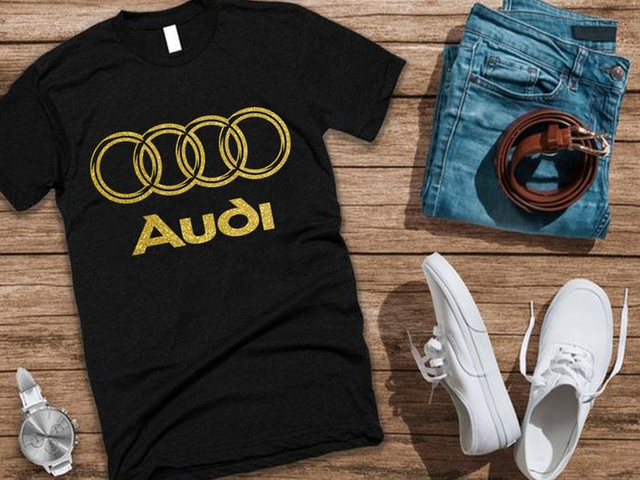 Audi Logo T-shirt Gold Glitter Logo Audi T-shirt Audi Shirt Glitter Audi T-shirt