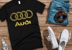 Audi Logo T-shirt Gold Glitter Logo Audi T-shirt Audi Shirt Glitter Audi T-shirt