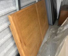 Large solid oak dining table and chairs