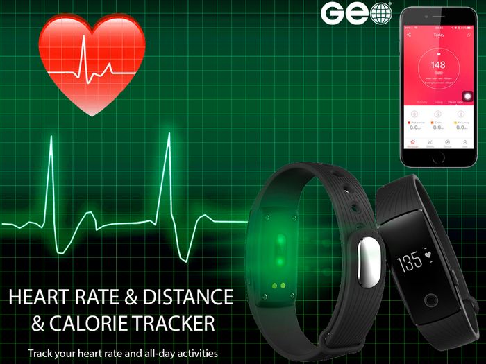 GEO Smartwatch Multifunction Fitness Tracker, Bluetooth 4.0 with App Integration, Heart Rate, Sleep Monitor, Phone Notifications, Vibration Alarm
