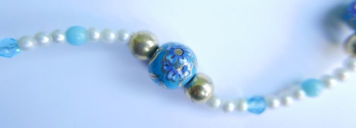 Vintage Hand Painted Bead Necklace or Bracelet length 19"