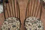 Pair of Vintage Ercol Quaker Hoop Back Dining Chairs with Cushions