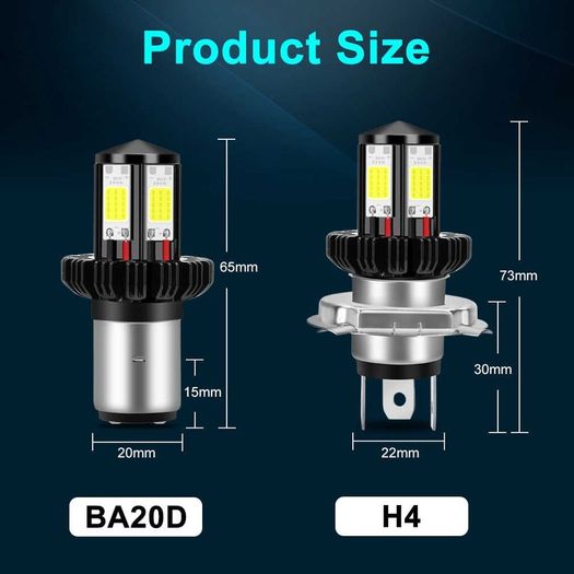 Motorcycle Headlight White Bulb H6 BA20D H4 LED Hi Lo beam Moto LED Headlight Motorbike LED Lamps Conversion Kit Bulbs 1200LM 6000K