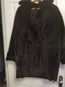 Black faux fur coat 14