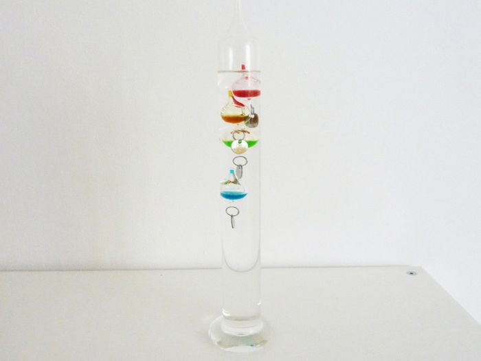 Glass Galileo thermometer / temperature gauge