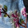 Monday Denim Shorts XS Embroidered Floral & Bird Design Image 4