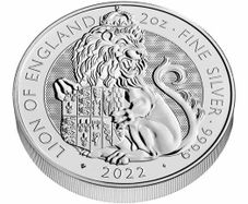 2022 Great Britain Tudor Beasts (1st) LION OF ENGLAND - 2 Oz Silver Coin BU (In Capsule)