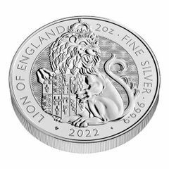 2022 Great Britain Tudor Beasts (1st) LION OF ENGLAND - 2 Oz Silver Coin BU (In Capsule)
