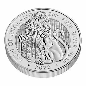 2022 Great Britain Tudor Beasts (1st) LION OF ENGLAND - 2 Oz Silver Coin BU (In Capsule)