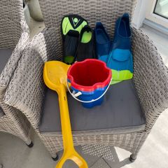 kids flippers bucket and spade