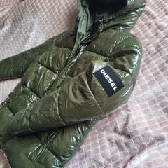 Diesel kids glossy puffer jacket with hood