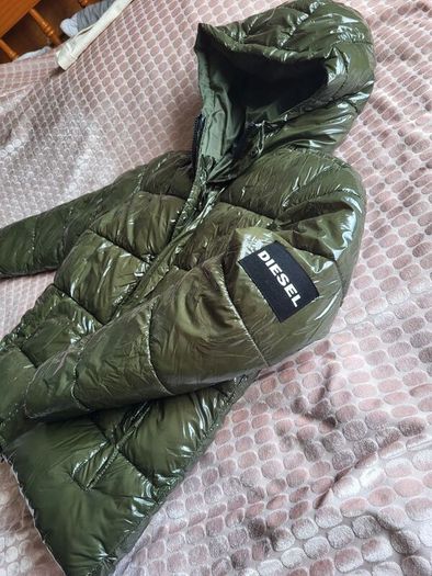 Diesel kids glossy puffer jacket with hood