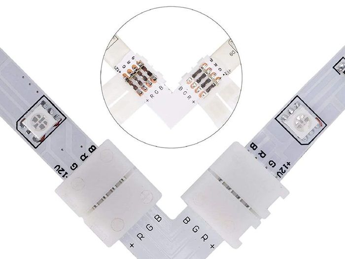 LED Light Connector Kit, REDTRON 10mm RGB LED Connector Includes 10x L Shape Connectors,2M LED Strip Light Extension Cable,4X Strip to Strip Jumpers,5X 4 Pin Male Connectors