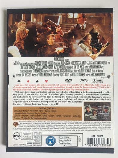 Maverick (Richard Donner Film) [1994] Mel Gibson, Jodie Foster, Alfred Molina, Graham Greene, James Garner & James Coburn [Movie DVD]