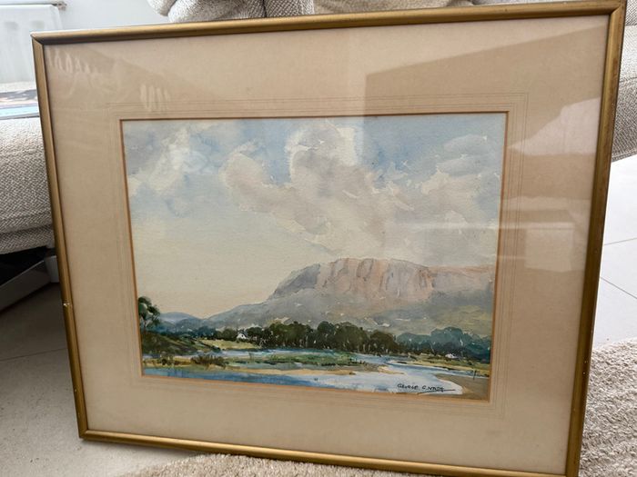 Original Irish Watercolour by George C. Nash (1897 to 1966) of Binevenagh & River Roe Estuary