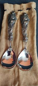 Vintage 1945 Seagull Pewter Angel Serving Spoon Utensil 10.5 inch Long Etain Zinn Canada.