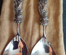Vintage 1945 Seagull Pewter Angel Serving Spoon Utensil 10.5 inch Long Etain Zinn Canada.