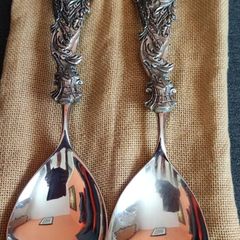 Vintage 1945 Seagull Pewter Angel Serving Spoon Utensil 10.5 inch Long Etain Zinn Canada.