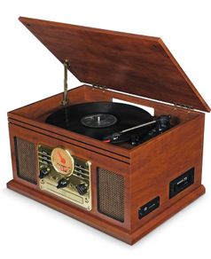 Record Player Vinyl Turntable with Speakers  USB MP3 Playback/Bluetooth/FM Radio/CD And Cassette Player/Vinyl LP Records/SD Card Reader (FREE POSTAGE)
