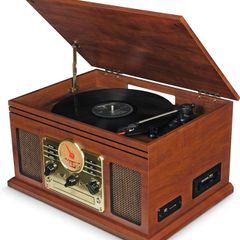 Record Player Vinyl Turntable with Speakers  USB MP3 Playback/Bluetooth/FM Radio/CD And Cassette Player/Vinyl LP Records/SD Card Reader (FREE POSTAGE)