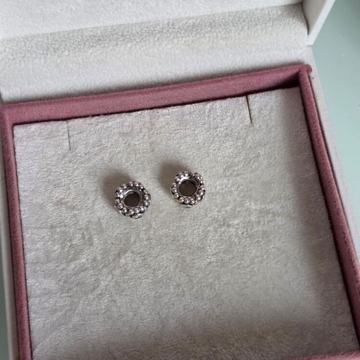 Pandora spacers charms cz sparkly clear set of two perfect condition fully hallmarked