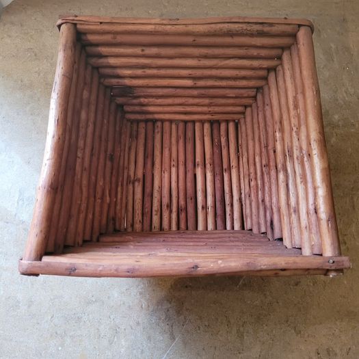 Vintage pair of bamboo twig baskets