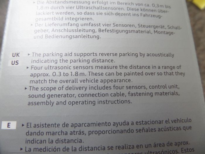 Audi parking sensor kit