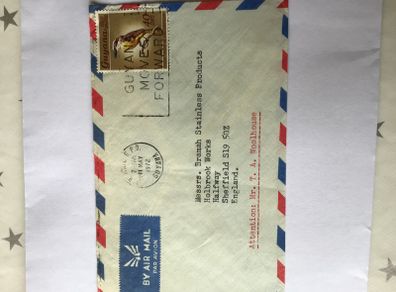 Air mail envelope with Guyana stamp