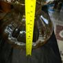 A Beautiful Amber Glass Oil Lamp Shade featuring a bulbous, ribbed body and a wide, ruffled, fluted rim, Postage Available Image 5