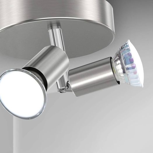 LED Ceiling Light Rotatable, 2 Way Round Plate LED Ceiling Spot Lights, 110mm (Including 2x4W GU10 LED Light Bulbs, 450LM, Cool White) LED Ceiling Lamp for Kitchen, Living Room  Matt Nickel