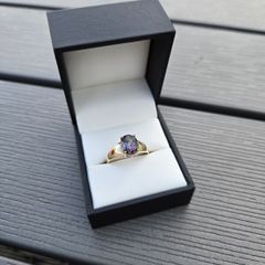 9ct Yellow Gold Mystic Topaz Solitaire Ring