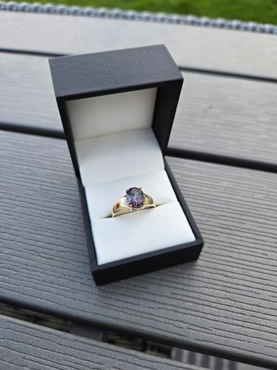 9ct Yellow Gold Mystic Topaz Solitaire Ring