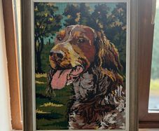Vintage Needlepoint Tapestry Featuring a Red Irish Setter